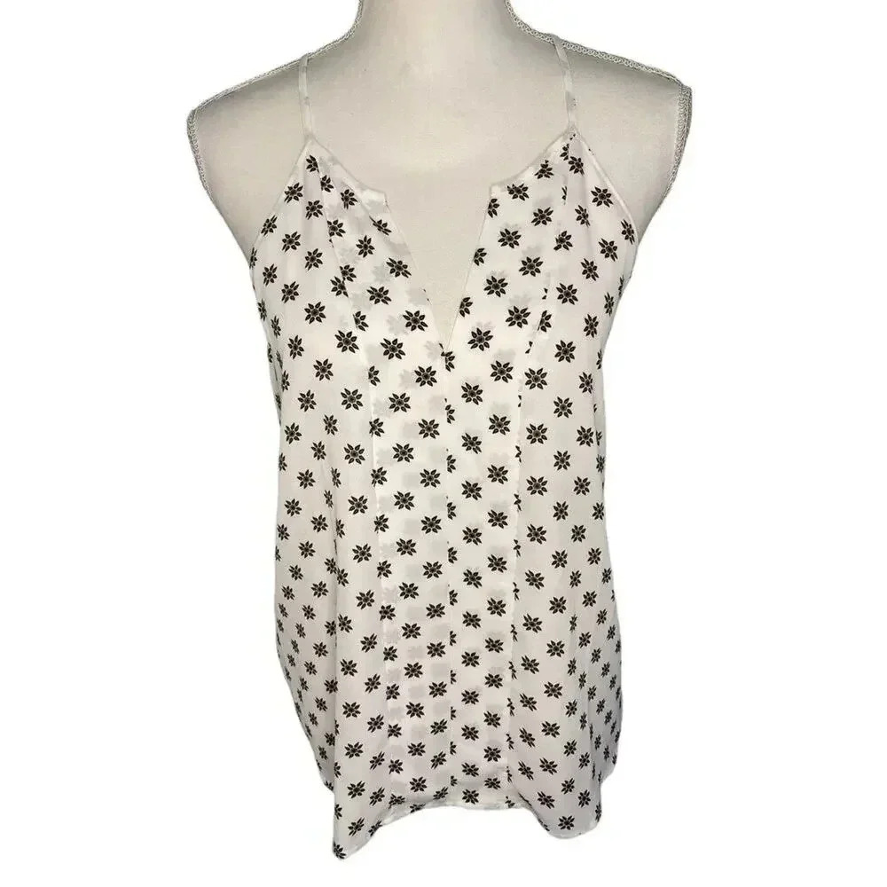 LOFT‎ Outlet Women’s XS Black & White Floral Lightweight Tank Top